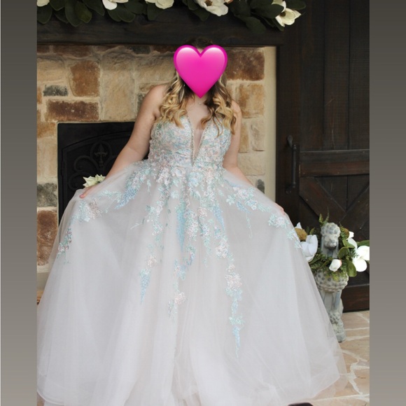 Tulle Floral Prom Dress Light Pink - Picture 1 of 7
